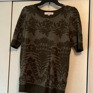 Ann Taylor LOFT Olive Green Sweater with Jacquard Pattern - Medium